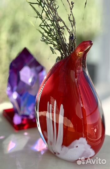 Чешское цветное стекло Ваза