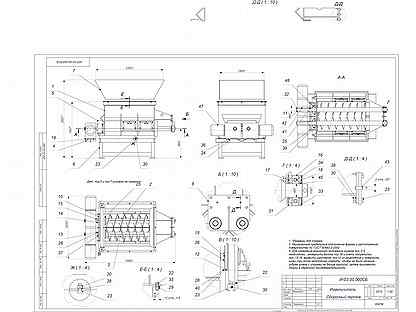 Двухвальный шредер чертежи