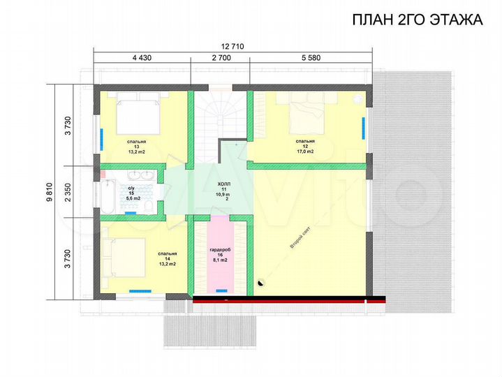 Коттедж 208,3 м² на участке 10 сот.