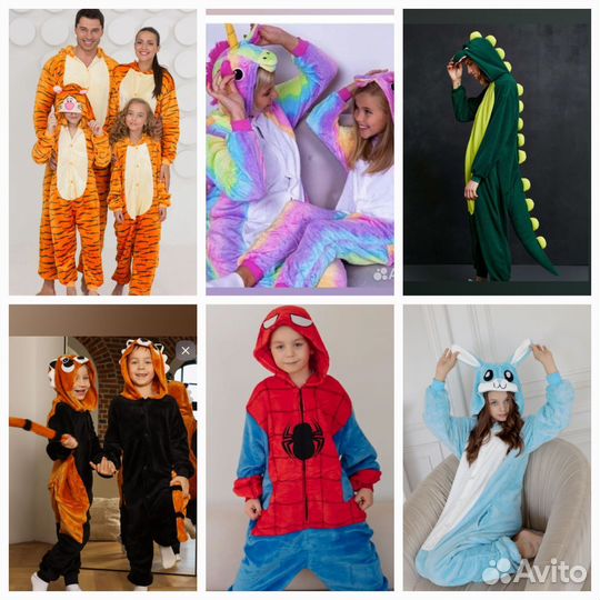 Кигуруми пижама разные персонажи и размеры80-180см