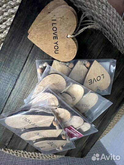 Сердечки деревянные 78 см 15 шт