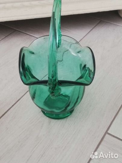 Зелёное стекло, Вазочка, сахарница - конфетница