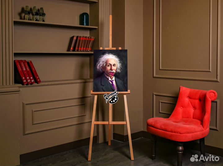 Портрет Эйнштейна на холсте 40х50см