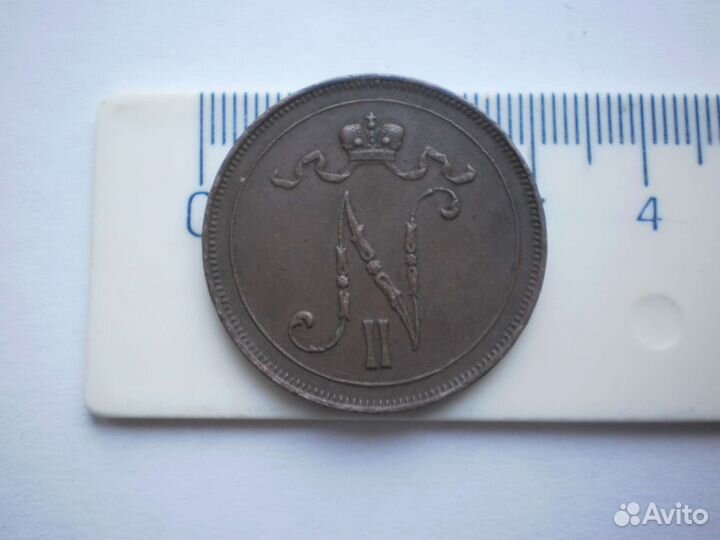 Монета 10 пенни 1916 год Русская Финляндия