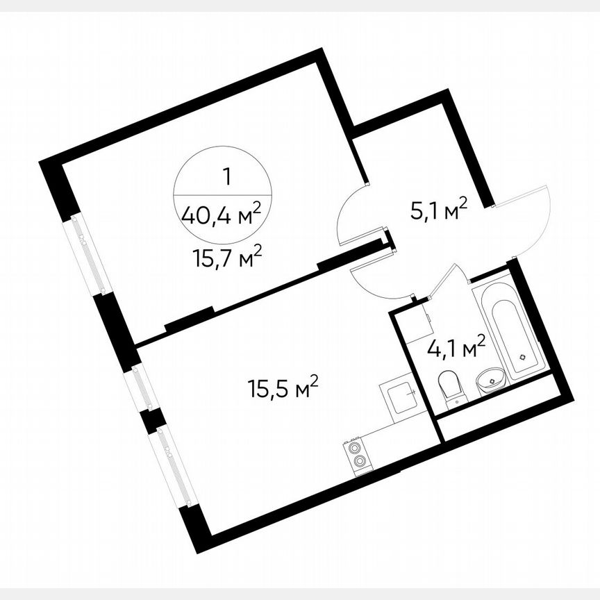 1-к. квартира, 40,4 м², 13/17 эт.