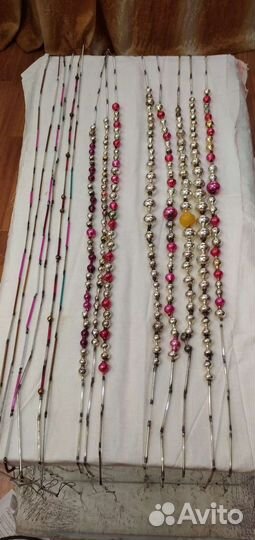 Редкие старинные новогодние гирлянды стеклярус