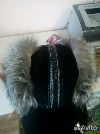 Шапка замшевая с натуральным мехом