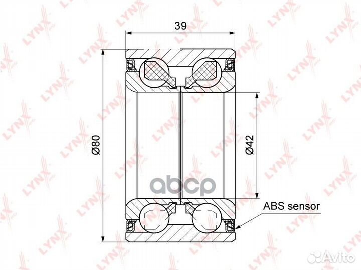 Подшипник ступицы передний с ABS, 39x42x80 WB-1