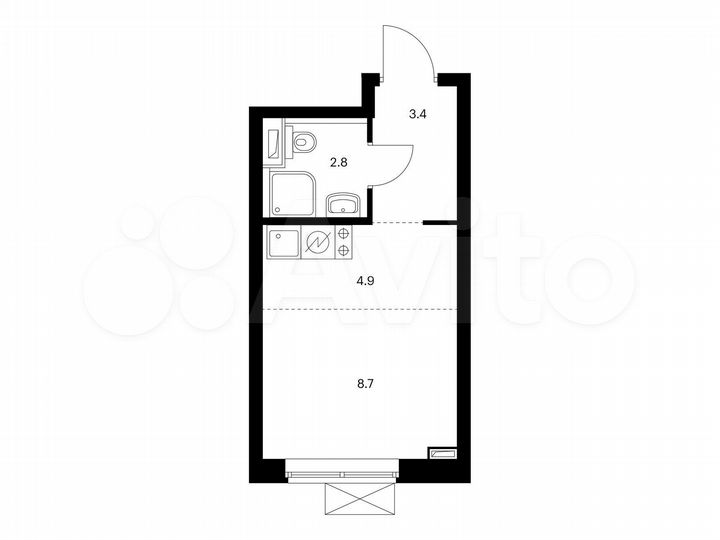 Квартира-студия, 19,8 м², 21/33 эт.