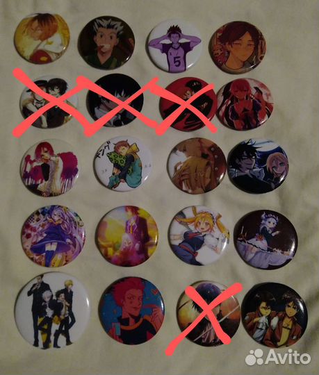 Значки аниме волейбол, атака титанов и другие