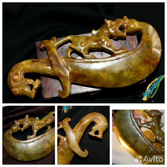 Нож ритуальный Тигр с жемчужиной/ зеленый Дракон