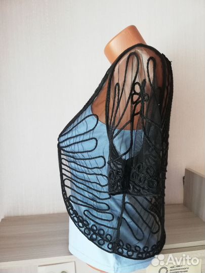 Жакет болеро черный ажурный 44 46