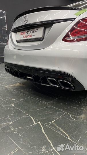 Диффузор+насадки C63 AMG стиль 2019+ C-class W205