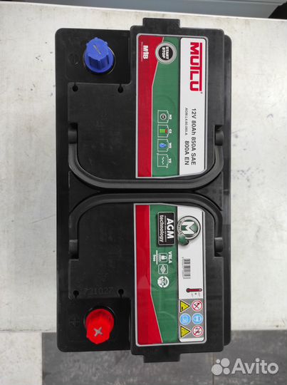 Аккумулятор 80Ач AGM 800A Mutlu start-stop EK800