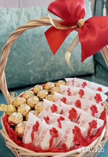 Коробка корзина цветы розы из мыла конфет