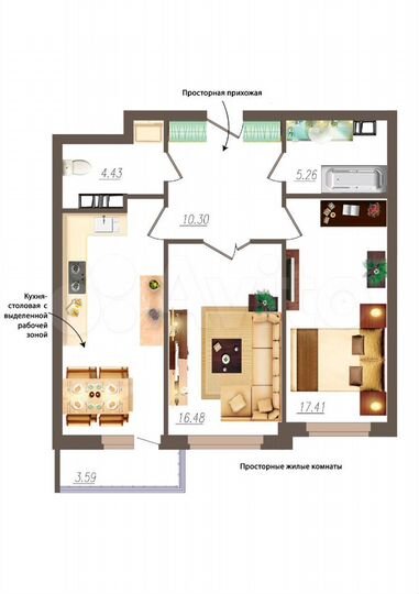 2-к. квартира, 72,5 м², 3/19 эт.