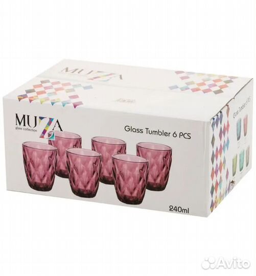 Набор бокалы/стаканы 240 мл, по 6 штук