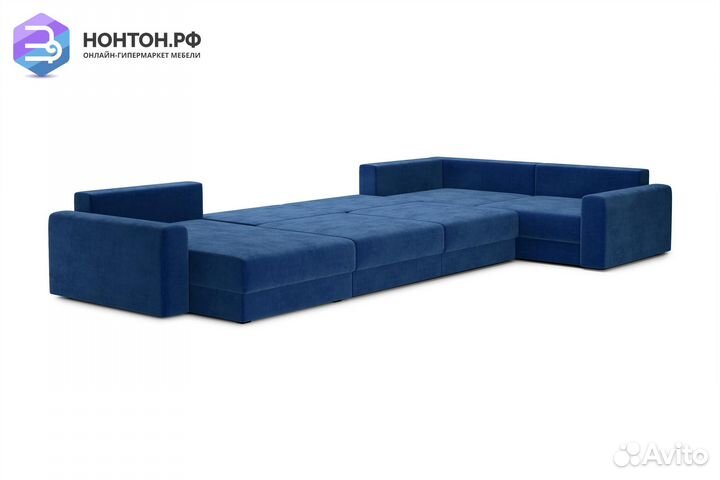 Диван п-образный тик-так Омега темно-синий