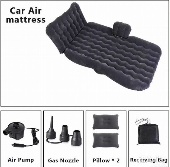Надувной матрас в машину с доп.спинкой и насос
