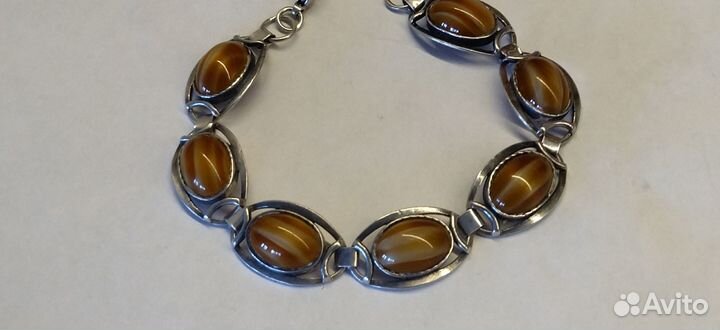Браслет. серебро 925 проба + тигровый глаз 20 гра