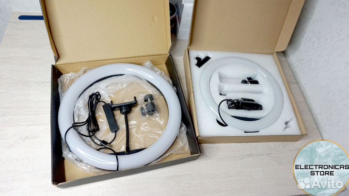 Кольцевая Лампа 33 см со Штативом Белёсая v.9