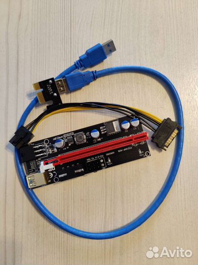 Новый Райзер ver009s 2*6pin Pci-e + molex X Eth Bt