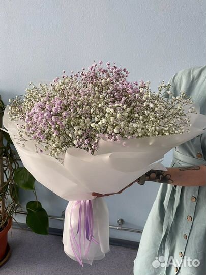 Гипсофила, букет цветов, живые цветы