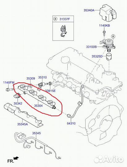 Топливная рейка Kia Rio 4 седан 1.4 G4LC 2021