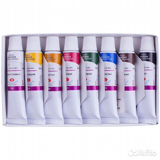 Краски акриловые Сонет, 08цв., 10мл/туба