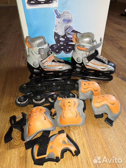 Ролики коньки 2 в 1 29-32р-р и защита
