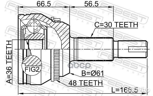 ШРУС наружный 36x61x30 0110-GSX30A48 Febest