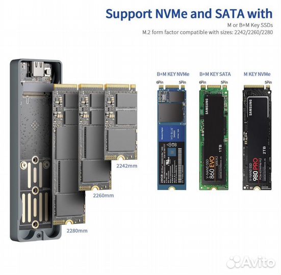 Корпус для SSD M.2 накопителя nvme/ngff новый