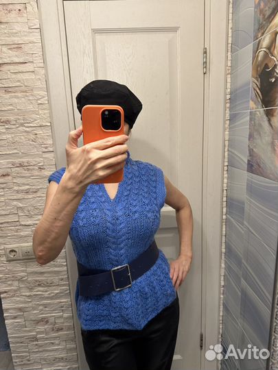 Жилет ручной вязки из 100 % шерсти ангоры