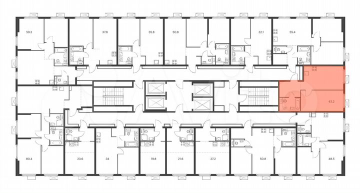 1-к. квартира, 43,2 м², 33/33 эт.
