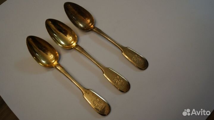Три столовых ложки из серебра 84 пр