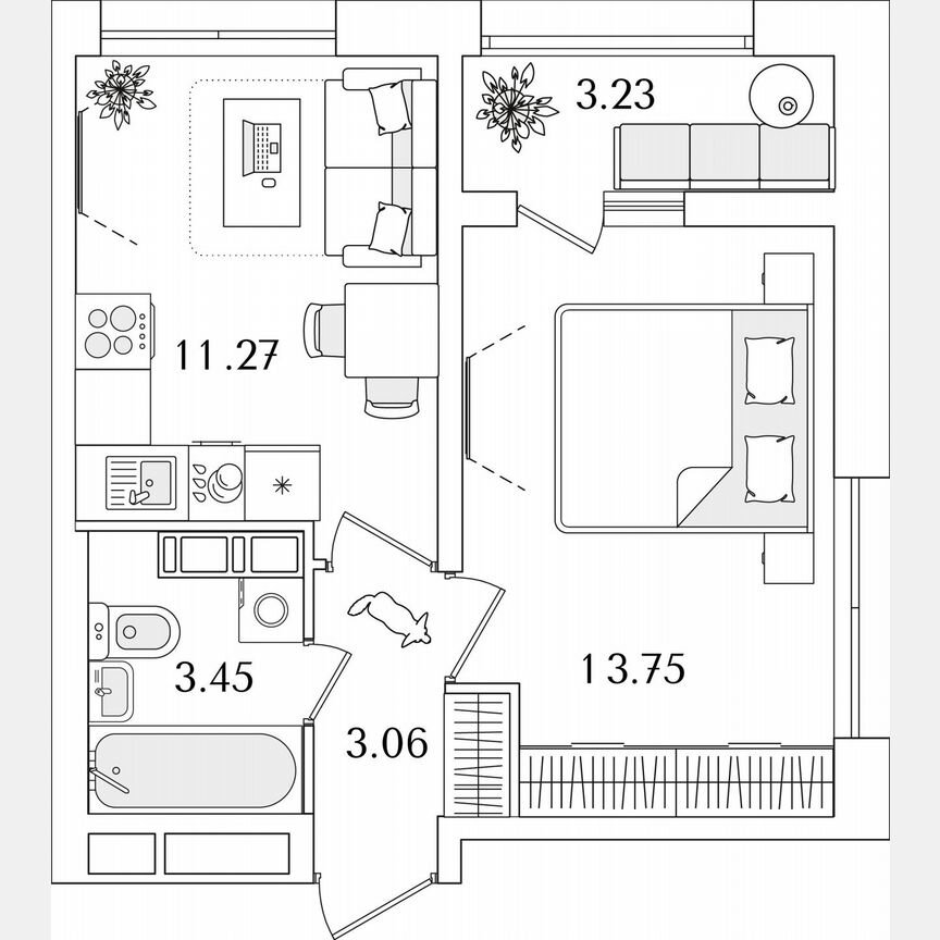 1-к. квартира, 33,2 м², 22/22 эт.