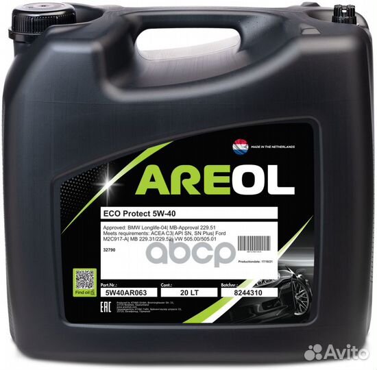 Areol ECO Protect 5W40 (20L) масло моторное