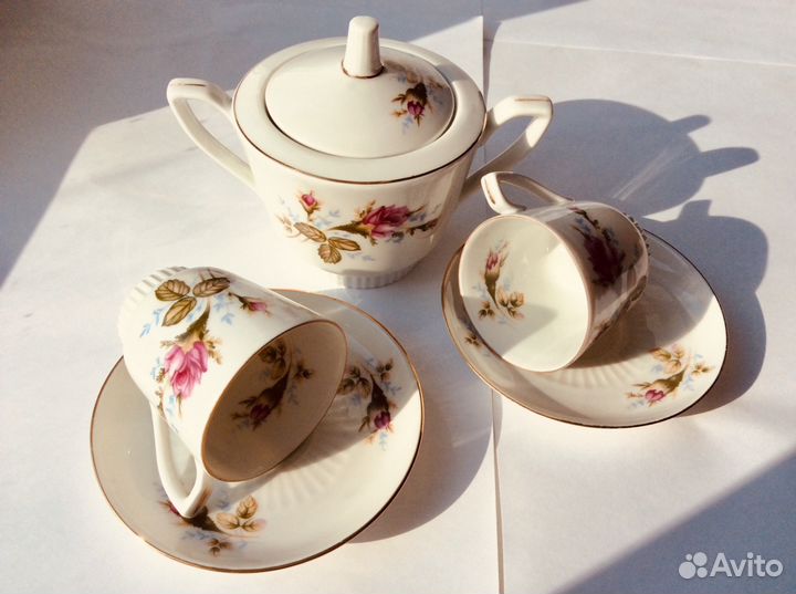 Кофейные пары фарфор и сахарница