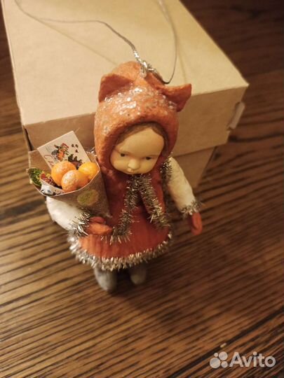 Новогодняя ватная игрушка на елку