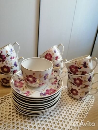 Чайные чашки с блюдцами Вербилки