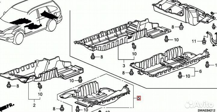 Защита днища Honda CR-V 74613swaa00