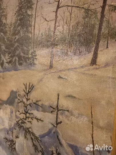 Картина маслом 1958 года. Зимний пейзаж