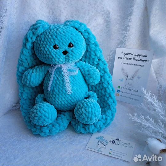 Плюшевый заяц вязаный на заказ