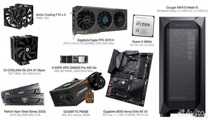 Мощный игровой компьютер RTX 4070 TI & R5 5600x