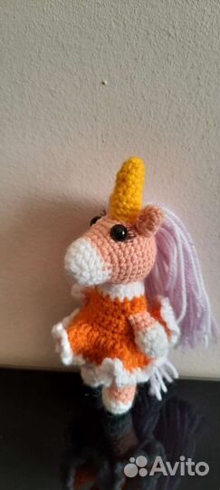 Вязанные игрушки Единорожка, Лисенок, Бычок