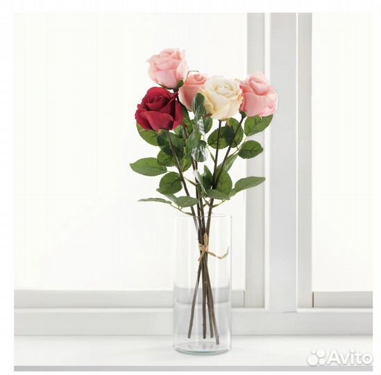 Цветок иск.,роза,Смикка,белый,новый,оригинал(Икеа)