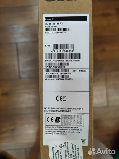 Ноутбук Acer Aspire 3 A315 58 36f3 Новый
