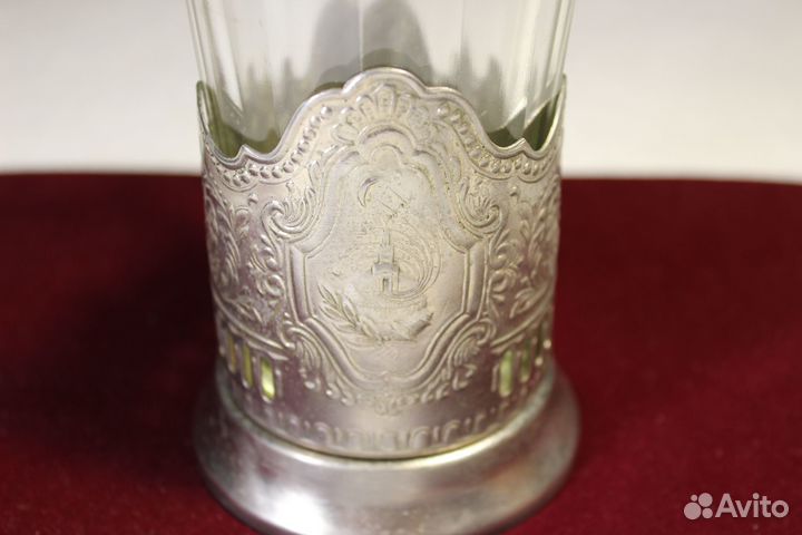 Подстаканник со стаканом Космос СССР Мельхиор -2