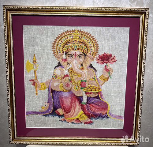 Картина вышивка на алтарь божества Ганеша