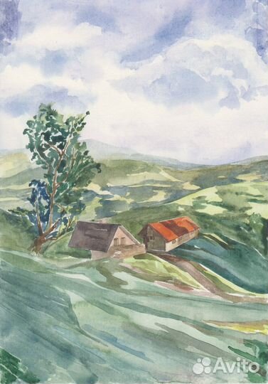 Картина акварель пейзаж